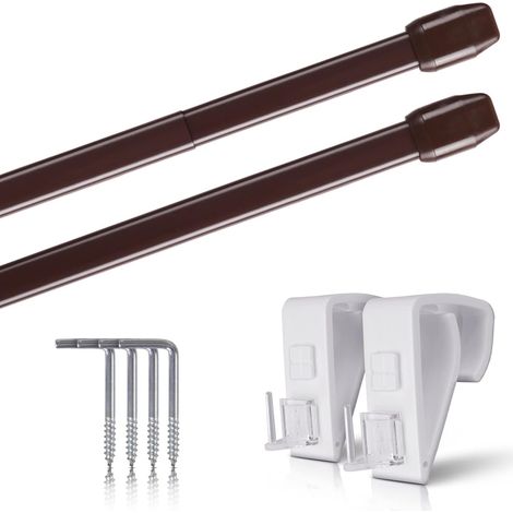 2 - Tringle à rideau - Support de serrage - Extensible et fixation sans perçage - Pour fenêtre et porte - Brun - 40-60 cm (1/5)