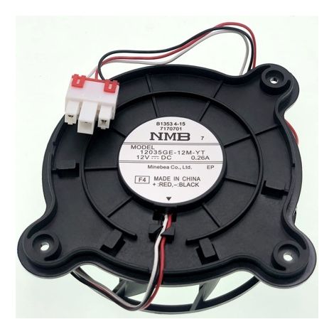 The 12035GE-12M-YT refrigerator fan motor is compatible with the Samsung Haier 3-line 12V refrigerator evaporator motor.