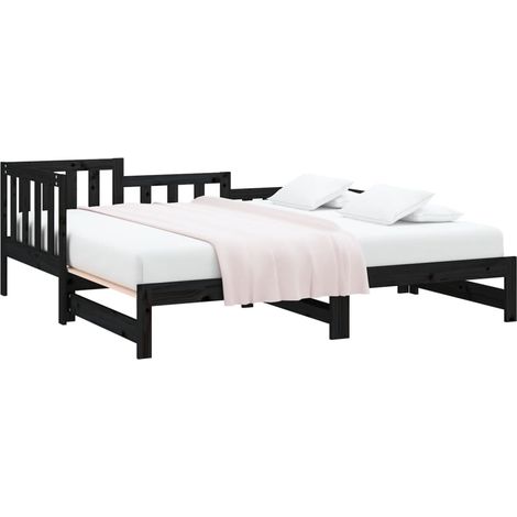 Lit coulissant sans matelas noir bois de pin massif vidaXL (1/5)