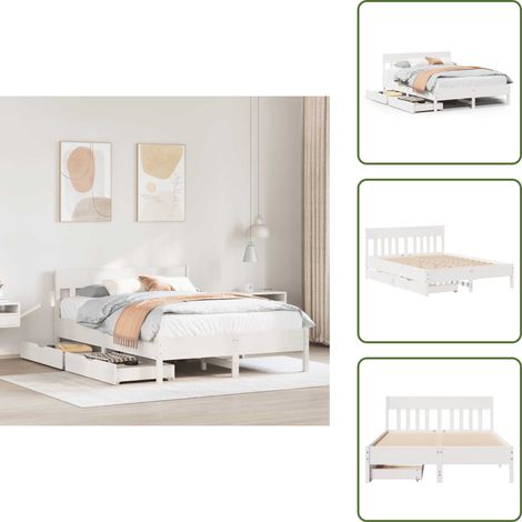 vidaXL Cadre de lit sans matelas blanc 160x200 cm bois de pin massif (1/5)