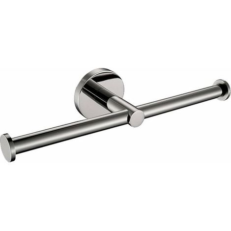 Chrome Double Toilet Paper Holder, Wall Mounted Toilet Paper Holder, Modern 2-in-1 Stainless Steel Toilet Paper Dispenser Silver for Bathroom (1/5)