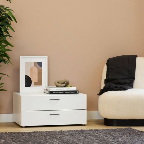 Dmora - Cajonera Limerick, Cómoda multiusos, Cómoda de dormitorio, Gabinete con cajones, 74x52 h35 cm, Blanco (1/5)