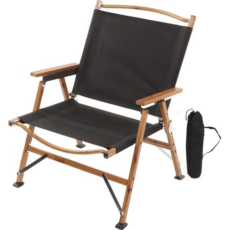 Chaise pliante portable avec accoudoir, ultra légère pour randonnée plage pêche, noir (1/5)