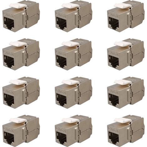 SABIR 12 modules Keystone, prise CAT 6a – connecteur STP-RJ45 blindé, installation, montage par encliquetage, câble brut CAT 500 MHz, 10 Gbit/s (1/5)