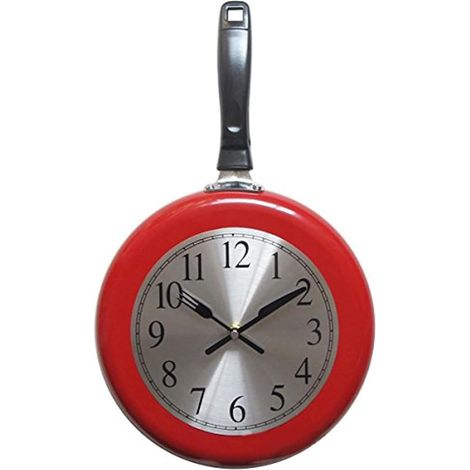 CCYKXAHorloge Murale en métal de 25,4 cm Le thème de la Cuisine (Rouge) (1/5)