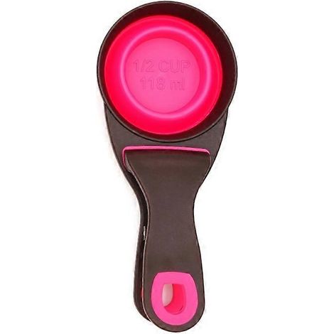 Zusammenklappbarer Silikon-Messbecher für Haustiere mit Clipverschluss, 118 ml (4 oz), 237 ml (8 oz), 473 ml (16 oz) – Rosa (1/4)