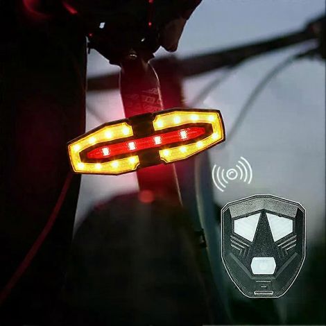 Wiederaufladbares Fahrradrücklicht mit Blinkern, kabelloser Fernbedienung, Warnlicht für Nachtfahrten (1/4)
