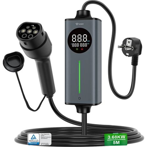 Caricabatterie portatile per veicoli elettrici, controllo intelligente della temperatura, doppia protezione di sicurezza, 3,68 kW 5 m (1/5)