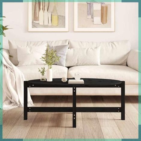 Table basse - 822321 - Noir - Bois massif de pin - 118x63x45 cm (1/5)