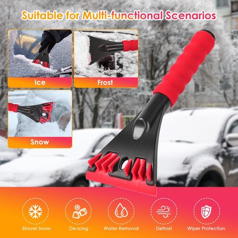 Set di 2 raschietti per parabrezza auto, 2 in 1 raschietto per ghiaccio auto con impugnatura antiscivolo, raschietto per ghiaccio auto, strumento per sbrinare e rimuovere la neve per parabrezza e fine (1/4)