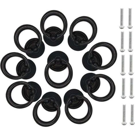 Set mit 10 schwarzen Metall-Schrankgriffen inklusive Schrauben, Einlochring für Schränke, Schubladen und Kommoden (1/4)