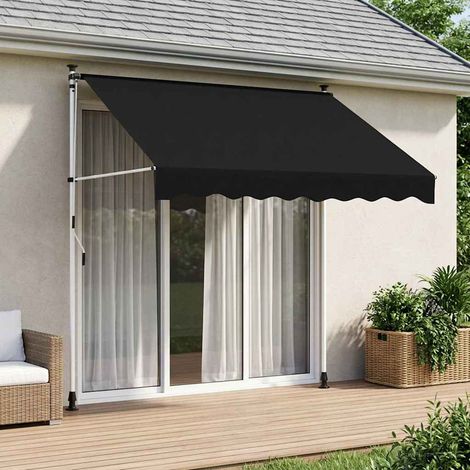 vidaXL Auvent rétractable manuel Noir 350 cm