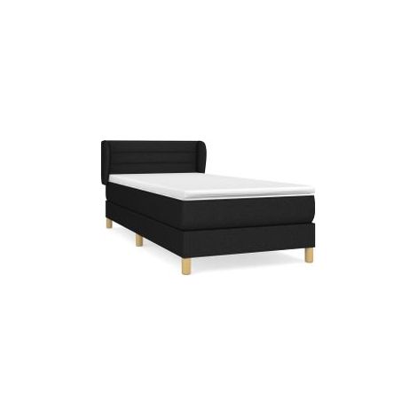 Sommier à lattes de lit avec matelas Noir 100x200 Tissu (1/5)