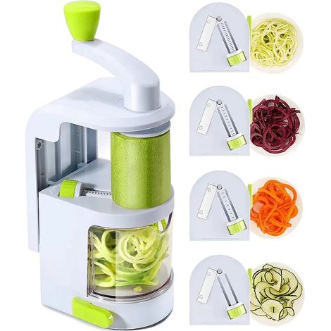 Trancheuse à légumes spirale 4 en 1, coupe-légumes à ventouse, en acier inoxydable écologique. (1/5)