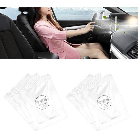 Lot de 6 pastilles désodorisantes pour voiture, pastilles désodorisantes en PE, disques de coton désodorisants, pastilles désodorisantes pour ventilateur, recharges, parfum pêche (6 paquets). (1/5)