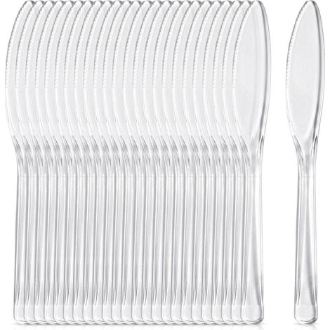 Reusable Clear Plastic Knives, 17.5 cm, Set of 25 (1/5)