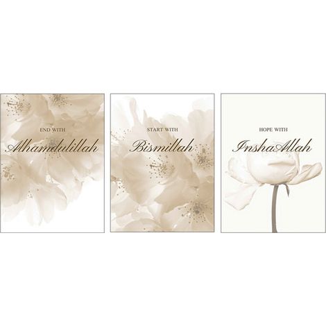 Lot de 3 affiches florales modernes avec calligraphie dorée, 30 × 40 cm (1/3)
