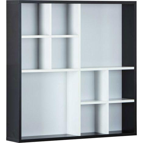 Etagère murale en bois coloris noir / blanc - L.70 x H.70 x P.13 cm -PEGANE-