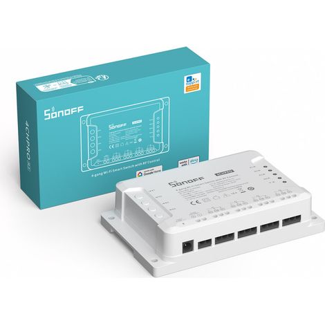 Interrupteur intelligent Wi-Fi 4 voies – Contrôle RF et vocal avec Alexa & Google Home – Capacité de charge 10A par canal – Installation sur rail DIN – Sonoff (1/5)