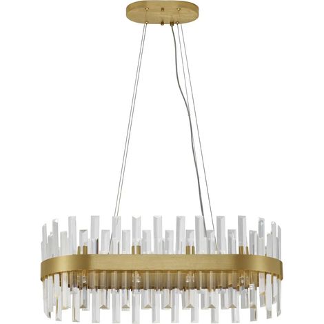 [NEUWERTIG] B-Ware Nova Luce Pendelleuchte Hängeleuchte Kronleuchter Crown Satin Gold G9 Led 80 Cm