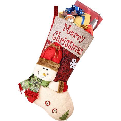 Chaussette De Noel,47cm Chaussette De Noel Personnalisé,3D de Noël Chaussette pour Arbre de Noël Botte de Noël Sac Cadeau Suspendre Bonbons,Cheminée, Sac de Bonbons Bas de Noël Décoration(Bonhomme de (1/5)