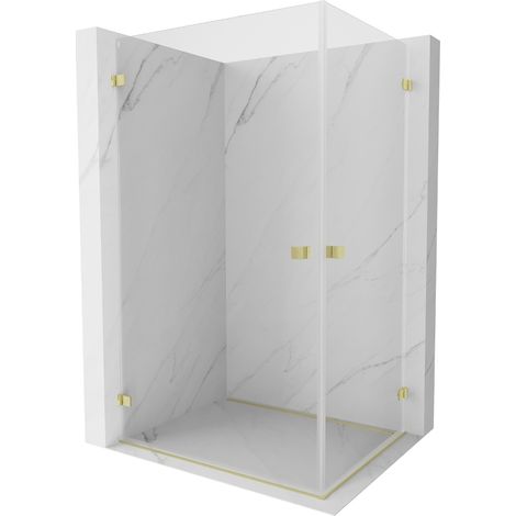 Mexen Lunar-B Duo cabine de douche pivotante 95 x 90 cm, transparent, or brossé - 832-095L-090P-55-00 (1/5)
