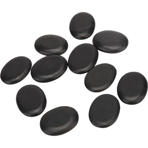 Lot de 6 pierres de basalte naturelles pour massage énergétique SPA, outil de soin corporel thermothérapie bien-être. (1/5)