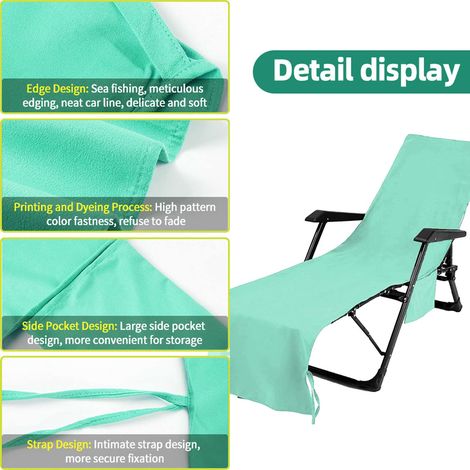 Housse de serviette de Chaise longue, fibre ultrafine de plage avec poches, serviettes Extra longues, Chaise de Salon (1/5)