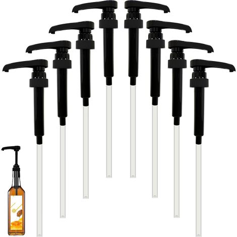 Set mit 8 Kaffeesiruppumpen für 750 ml Flaschen - schwarze Kunststoffspender - auslaufsicher - geeignet für 750 ml Flaschen - für den Heimge (1/5)