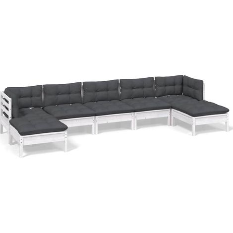 Maison Exclusive - Muebles de jardín 7 pzas con cojines blanco ma (1/5)
