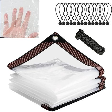 Bâche transparente avec œillets, bâche étanche pour extérieur, bâche imperméable aux intempéries pour mobilier de jardin, bâche coupe-vent avec œillets pour mobilier de jardin(2x3M) (1/5)