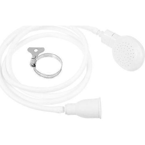 Pommeau de douche blanc résistant pour une installation facile, idéal pour se laver les cheveux et doucher les animaux, compatible avec les robinets standards. (1/3)