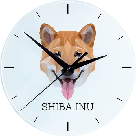 Shiba Inu - orologio da parete geometrico con foto e scritta di Art-Dog (1/4)