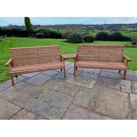 Valley 6 Seat Set 2X3B Angled Tray - Timber - L100 x W330 x H95 cm - Fully Assembled - Set of Waterproof Cushions Included