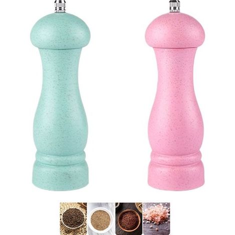 2 Stück – Manuelle Pfeffer- oder Salzmühle – Manuelle Gewürzmühle – Mahlwerk aus Keramik – für Salz, Pfeffer, Sichuanpfeffer usw. – grün und rosa (1/5)