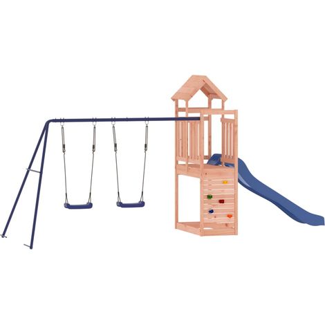 Aire de jeux d'extérieur balançoires toboggan portiques robuste jeux jardin 495 x 186 x 214 cm bois massif de douglas (1/5)
