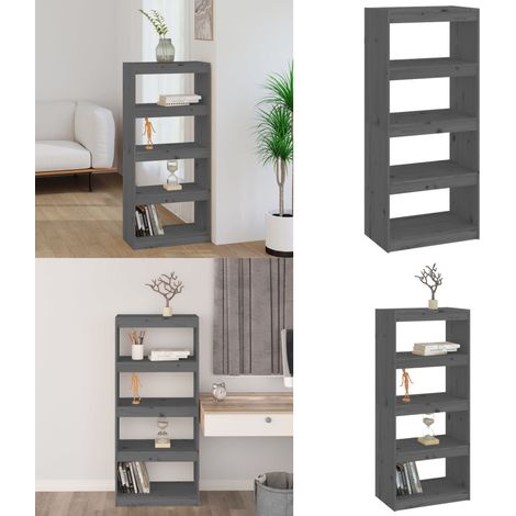 Bücherregal/Raumteiler Grau 60x30x135,5 cm Massivholz Kiefer - Bücherregal - Massivholzmöbel - Raumteiler - Grau - Kiefernholz - Home & Living