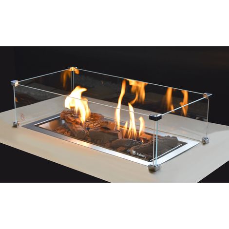 Bruciatore a Gas GPL da Incasso Effetto Camino 67x30x19,8 cm 11,5 kW in Acciaio Italkero Rectangular