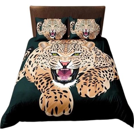 Housse de couette à motif léopard 140 x 200 cm, ultra-légère, résistante à la décoloration, en polyester (1/5)