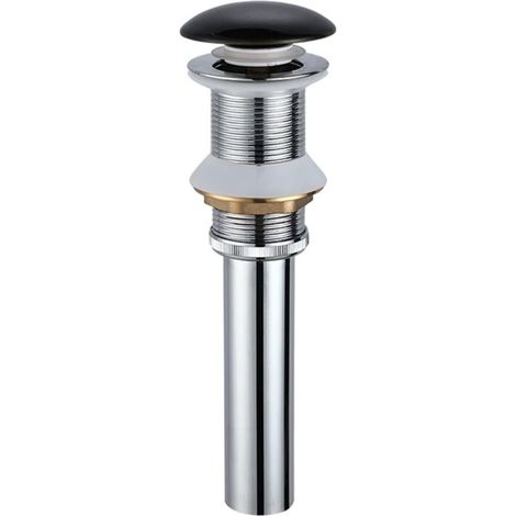 Bonde de salle de bain, bonde de salle de bain, bouchon de bonde de lavabo, couvercle en céramique, cuivre massif, bonde à ressort, bonde en céramique noire B (couleur : céramique noire (1/4)
