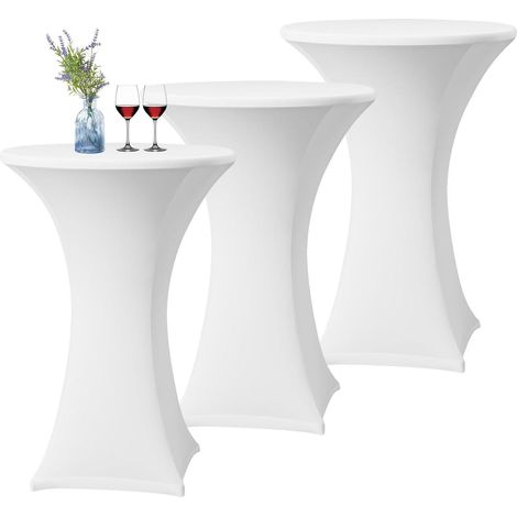 3er-Set Stehtischhusse Weiß 60x110cm Spandex Stretch für Bistrotisch (1/5)