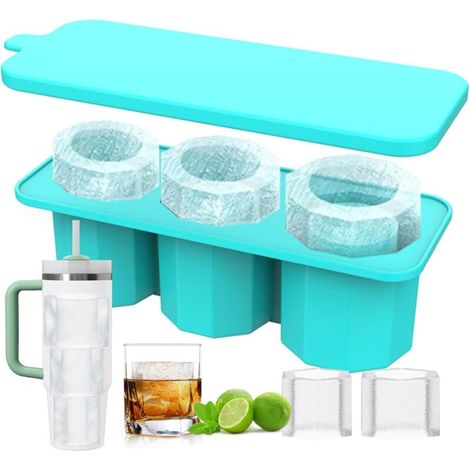 Bac à glaçons triple en silicone pour tasses Stanley avec couvercle, pour 1 à 1,2 litre, préparation pratique des glaçons - Crezuo