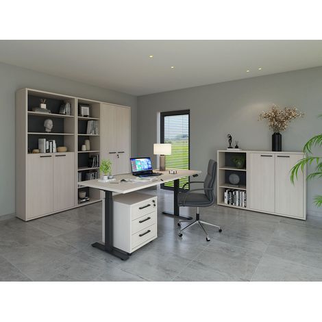Ensemble de bureau complet contemporain chêne clair Lexos (1/5)