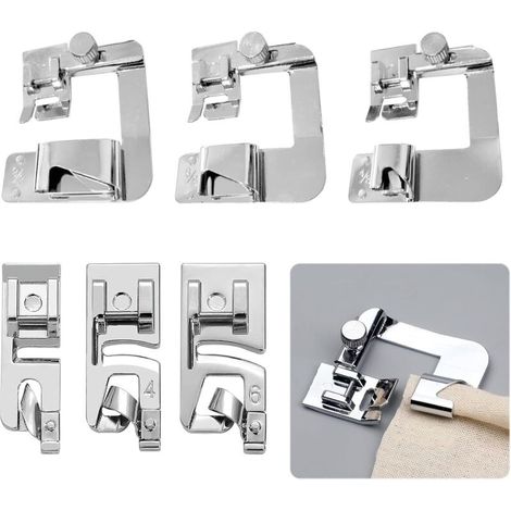 Ensemble de 6 pieds-de-biche en acier inoxydable pour machines à coudre Brother, Singer, W6, Elina et Janome (1/4)