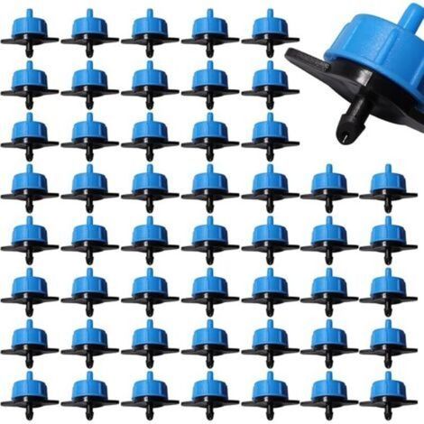 50 Pieces 0.5 GPH Pressure Compensating Drippers, 1/4 Inch Plastic Irrigation Dripper, Garden Watering Compensating Dripper, for Garden Lawn, 2L (1/5)