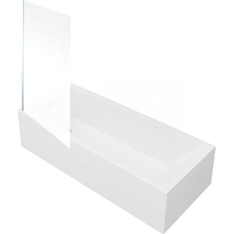 Baignoire rectangulaire VitrA Neon 170x75cm + Pare bain gauche AURYS Mist 1 chromé profilé gauche + vidage chromé
