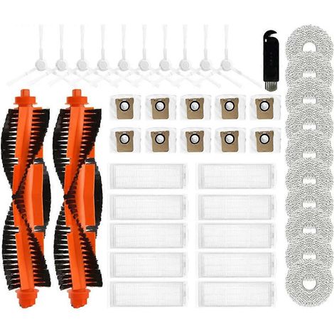 Pour aspirateur robot Xiaomi : brosse principale latérale, filtre HEPA, lingette de nettoyage et sac à poussière (1/5)
