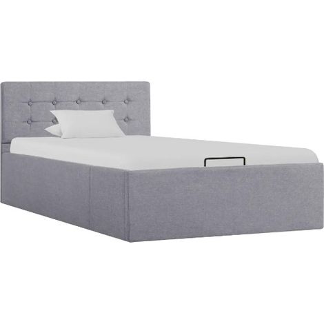Lit coffre tissu gris clair Rundo 100x200 (1/5)