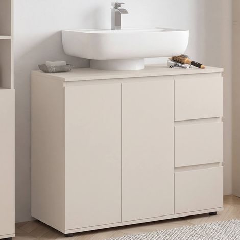 Mueble de baño TOMI con armario y 3 cajones beige