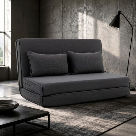 Divano letto 2 posti 135x88x74 cm in velluto grigio scuro modulabile FLORAGRACE (1/5)